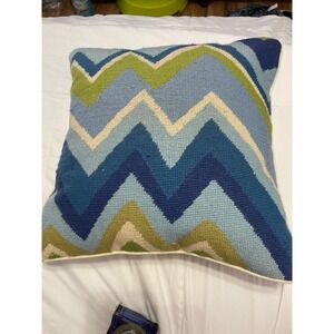 TRINA TURK PILLOW EMBROIDERED. Turquoise 20" X‎ 20"